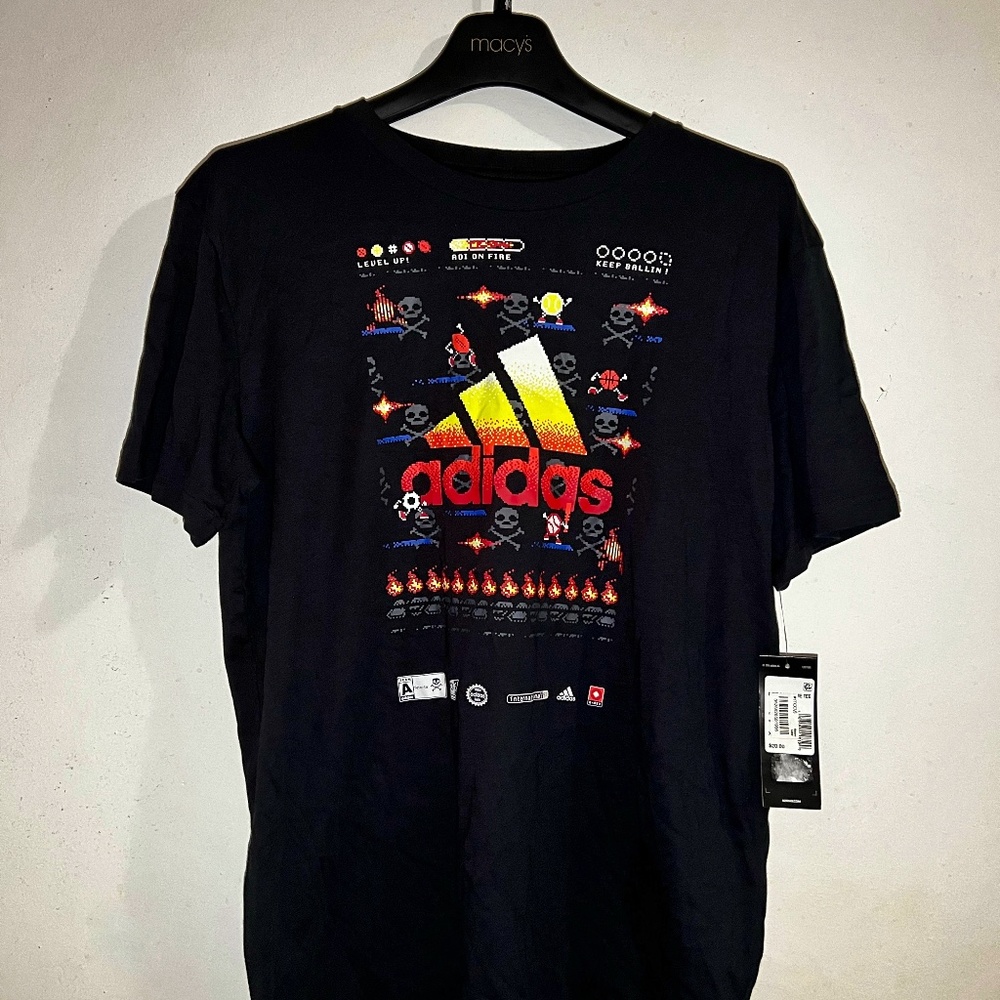 ADIDAS T-Shirt Black Printed (Kids XL) *NEW WITH TAG*